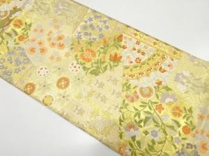 佐賀錦　切りばめ風　花更紗模様織り出し　袋帯